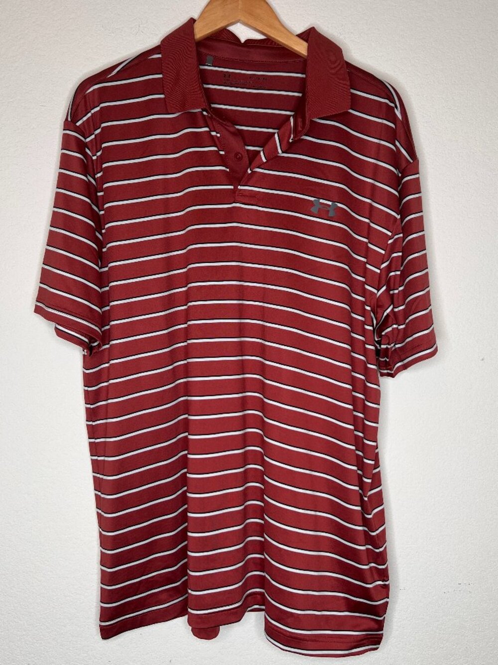 Under Armour Men's Polo Burnt Orange HeatGear Striped Short Sleeve Golf Shirt XL